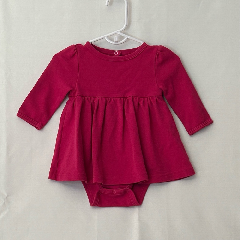 Raspberry Pink Long Sleeve Baby Onesie Dress